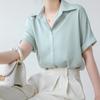 Summer Thin Satin Drape Short-sleeved Shirt Female Small Loose Versatile Design Blouse Tops