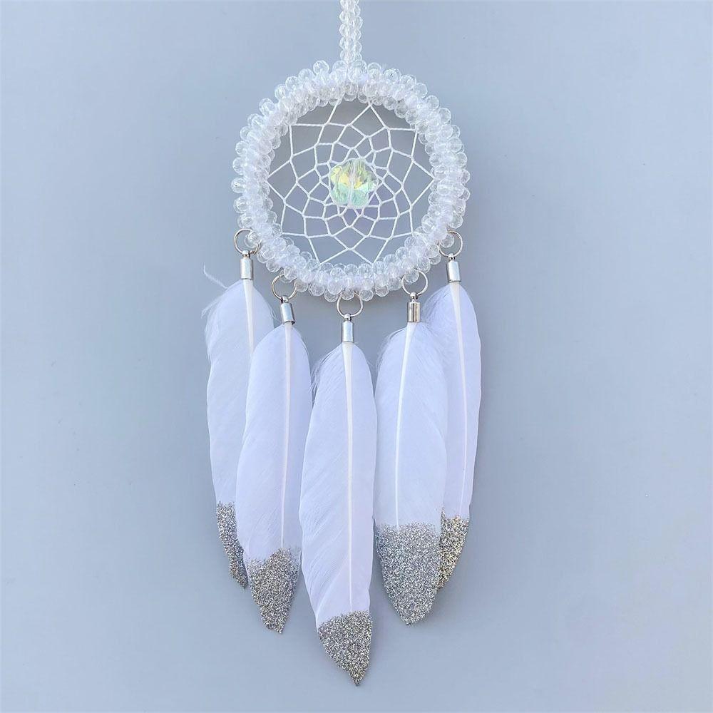Stylish Small Dream Catcher Feather Car Accessories Car Interior White Rearview Mirror Hangings