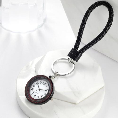 Lancardo Carabiner Watch, Nurse Watch, Pocket Watch with Keychain, Leather Rope, Analog, Diamond, Trunk, Easy To Read, Perfect for Everyday Use, Mount