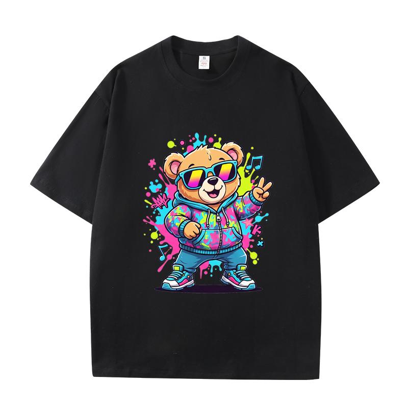 

D06-26 MINISO 2026 Summer High-quality Printed Pure Cotton Shoulder Style Men s and Women s Round Neck Short Sleeved Couple T-shirt S чёрный