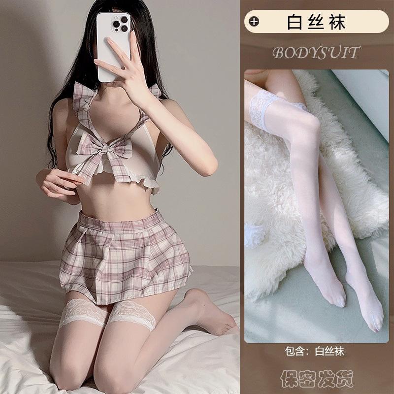 Sex underwear student uniform miniskirt sweet pure desire cute new summer and autumn pajama set
