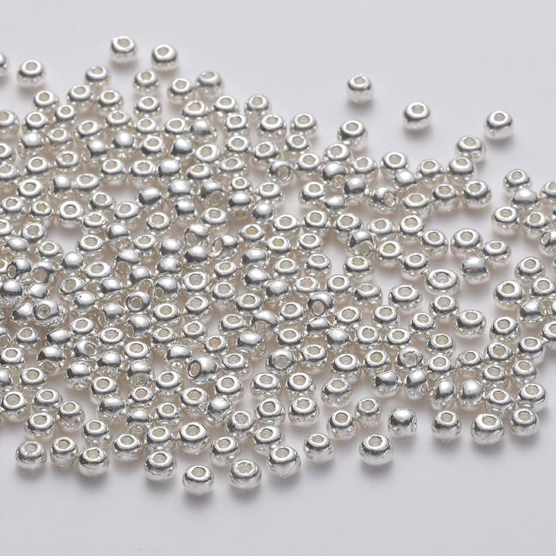 Premium 2.0mm Gold and Silver Glass Round Beads for DIY Jewelry Making