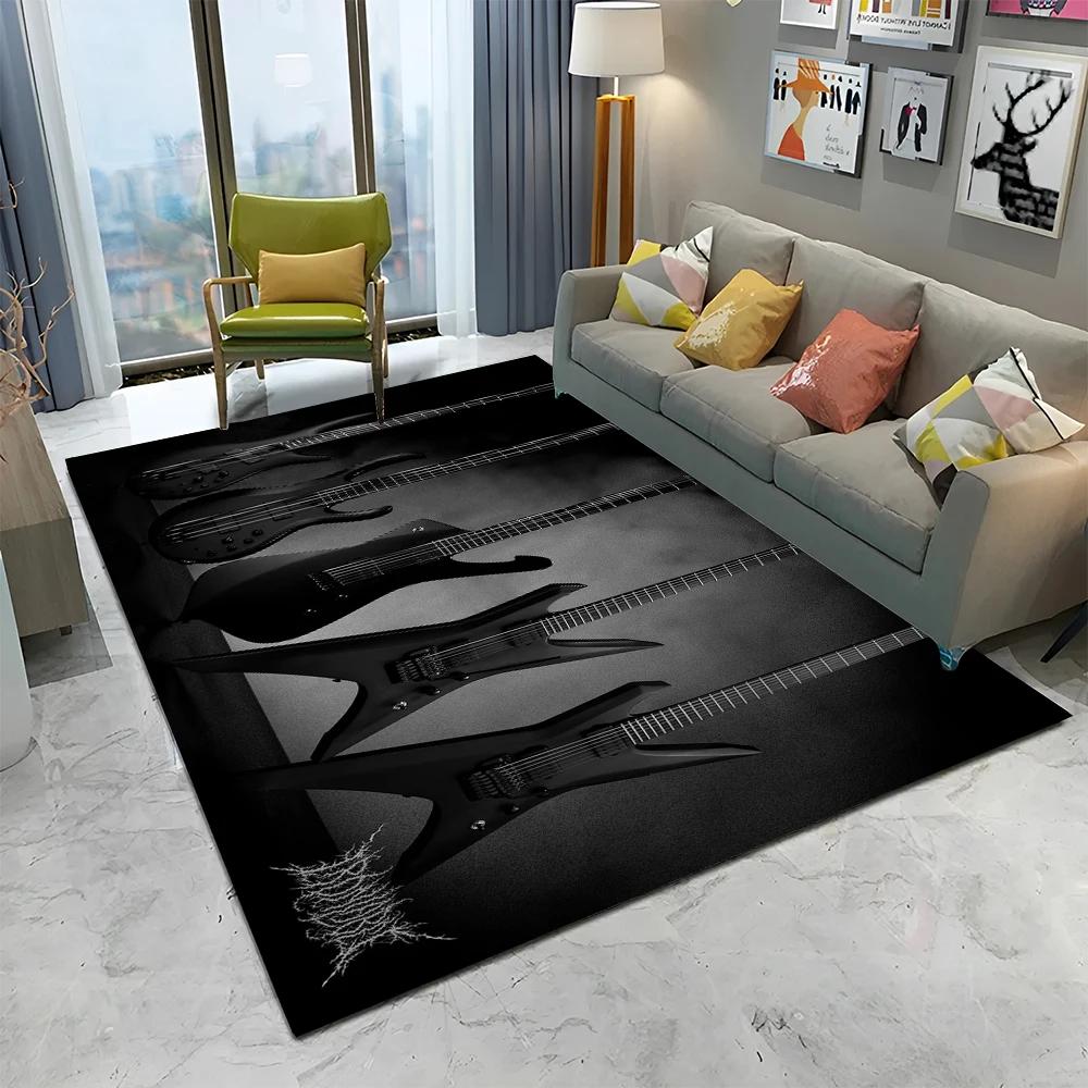 Electric Guitar 3D Classical Guitar Carpet Rug for Home Living Room Bedroom Sofa Doormat Decor,kids Area Rug Non-slip Floor Mat