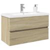 VidaXL Ensemble De Meubles De Bain 2pcs Céramique Et Bois D'ingénierie, Armoire De Salle De Bain, Meuble De Salle De Bain, 3307663