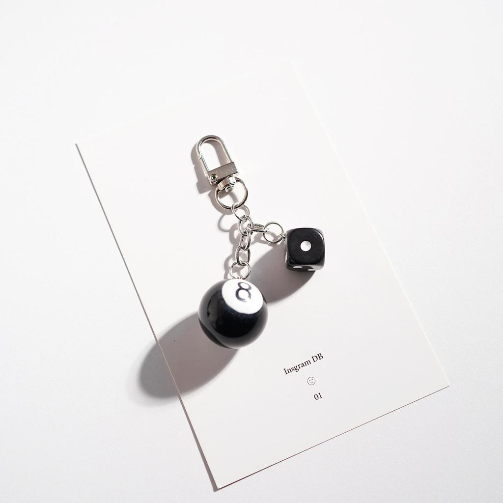 Creative Billiard Dice Keychain & Number Pendant Charm