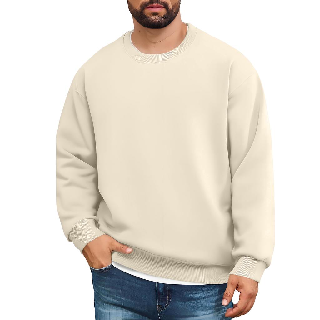 Men's Lined Sweatshirts Premium Heavy-weight Fleece Pullover Thick Thermal Sweatshirts