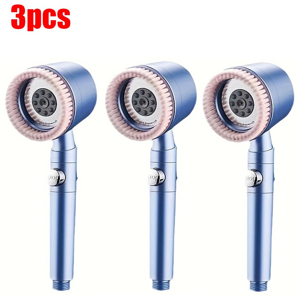 Pommeau de douche 5+1 modes avec brosse de massage ABS Haute pression Économie d'eau Portable Filtre de salle de bain Pommeau de douche Arrêt d'eau à une touche