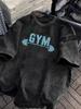 Vintage Acid Wash Gym Barbell Graphic TShirt Oversized Workout Casual Cotton Tops for Men Women Oversized T Shirt Yk Top