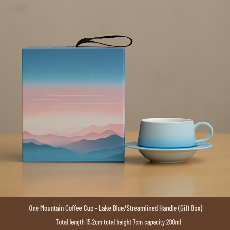 High-End Gradient Ceramic Coffee Cup & Saucer Set for Afternoon Tea