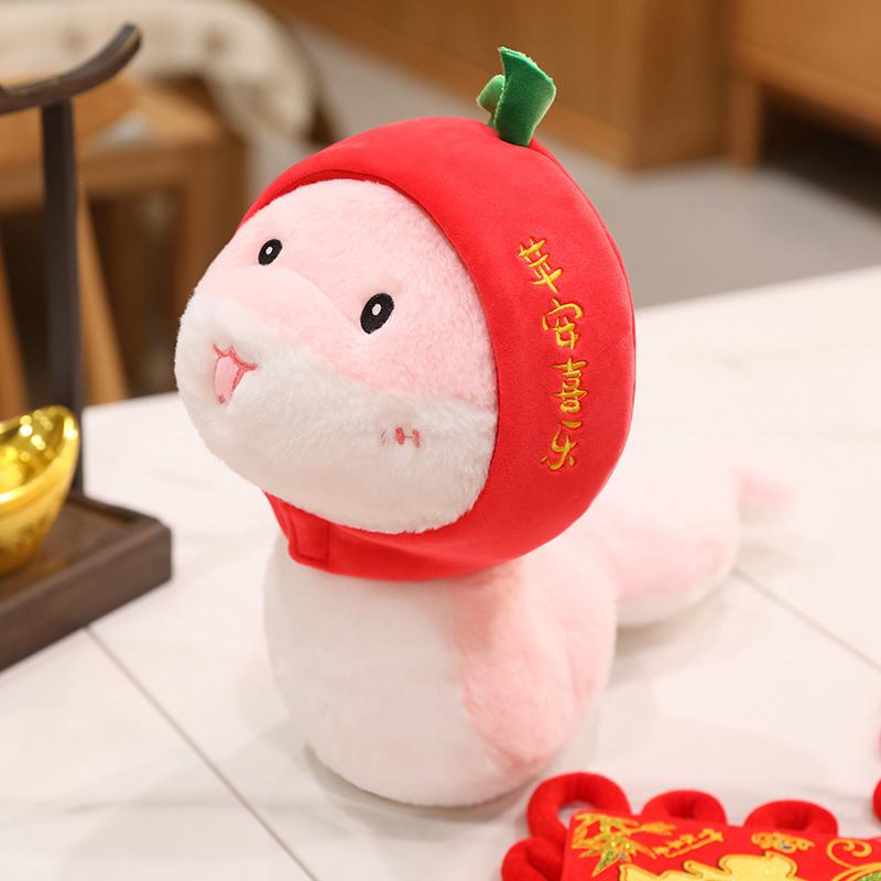 New Year Cartoon Lucky Snake Animals Plush Figure Dolls Soft Pillow Toys Wear Lion Clothes Funny Christmas New Year Gift