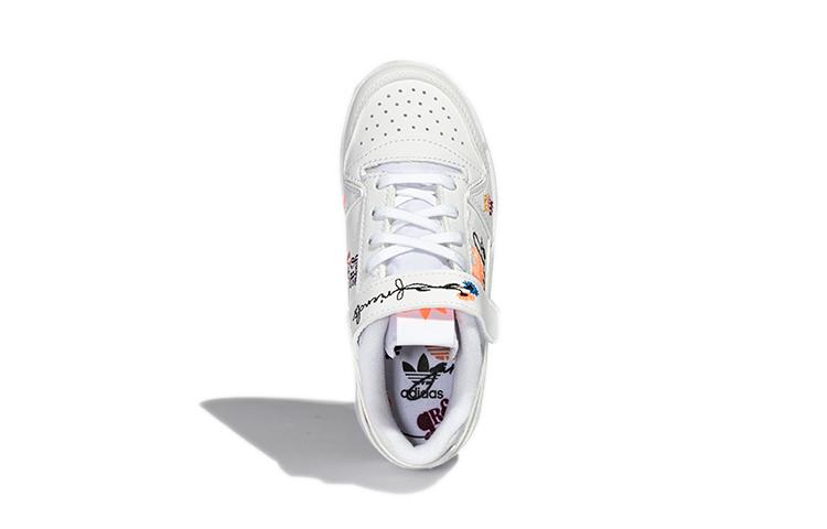 adidas Originals FORUM Low C Comfortable Abrasion Resistant Low Top Skateboard Shoes White Children Aged 3 7 Years Old H01454