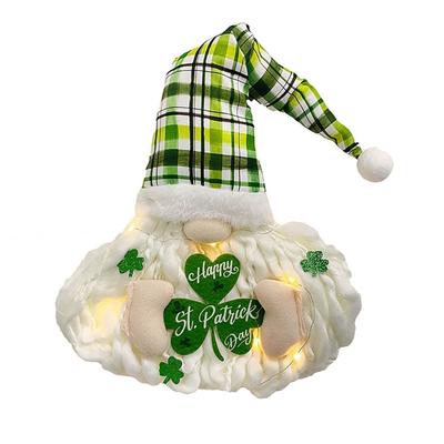 Patricks Day LED Lighted Gnome Doll Dwarfs Ornament Swedish Tomtes Hangings Sign Holiday Party Front Door Wall Gift
