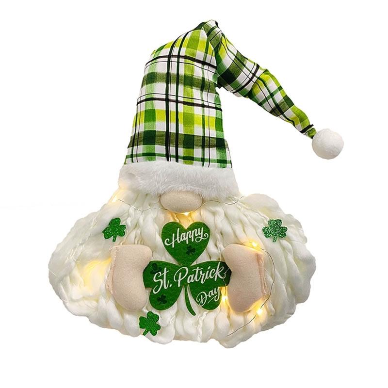 Patricks Day LED Lighted Gnome Doll Dwarfs Ornament Swedish Tomtes Hangings Sign Holiday Party Front Door Wall Gift 1