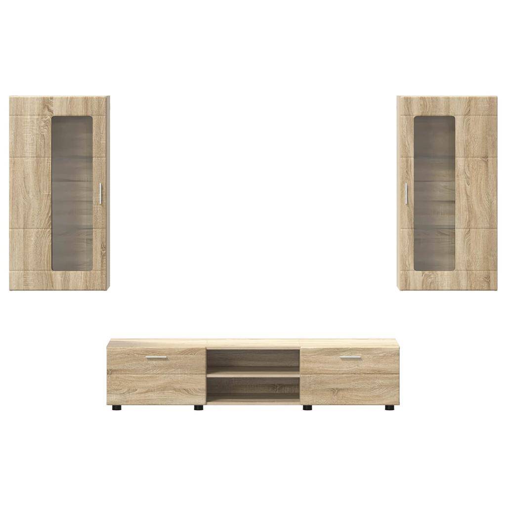 TV Cabinet Set with Shelf FLORIN 3 pcs Sonoma Oak Particleboard