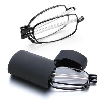 Mode Mini Design Lesebrille Frauen Falten Kleine Brille Rahmen Schwarz Metall Brille mit Original Box Tragbare
