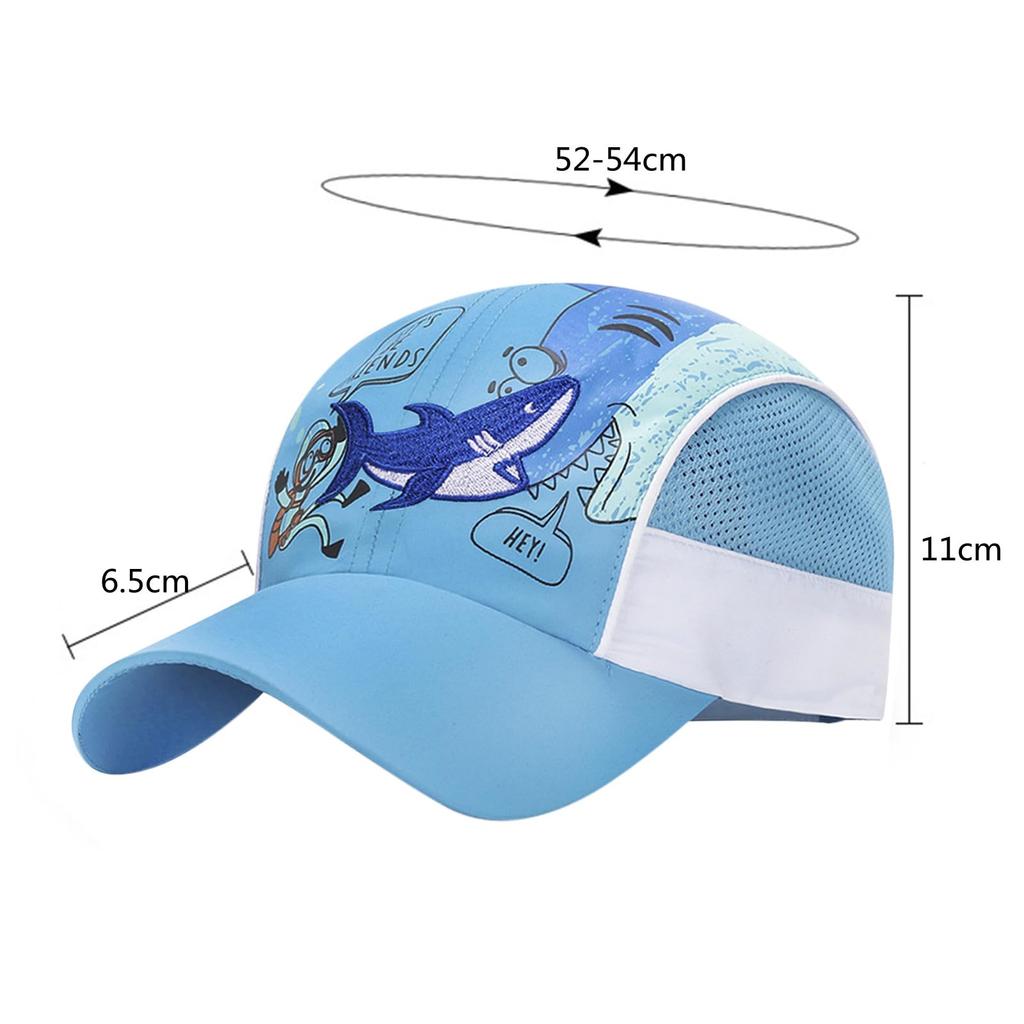 SIQITECH Summer Mesh Soccer Cap for Elementary School Ages UV Sun Cute Character Perfect for Field and Sports Blue Kids, Students, Boys, 5-12,