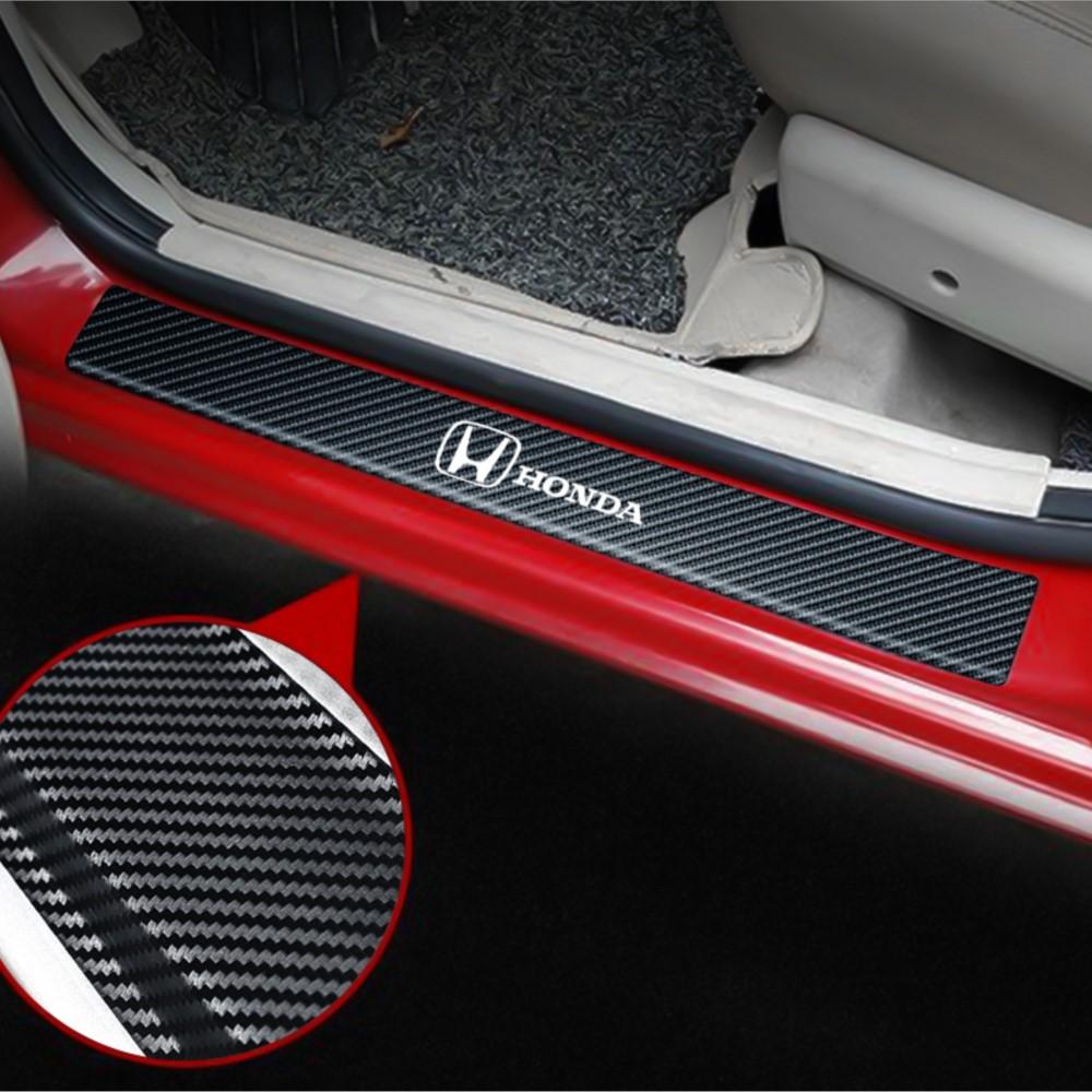 Dncr6 4Pcs Carbon Fiber Car Door Threshold Sill Sticker Badge For Honda Mugen Typer ACCORD Airwave Avancier Civic INSPIRE GK5 CRV XRV