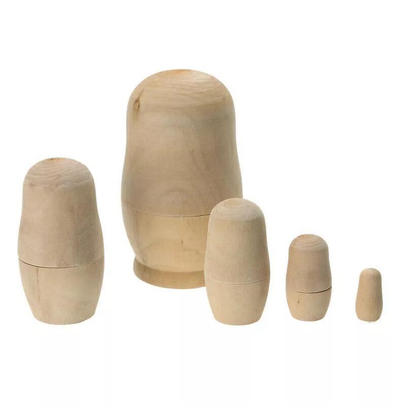 5 шт DIY неокрашенная кукла пустая деревянная заготовка эмбрионы русская матрешка игрушка — фото 4