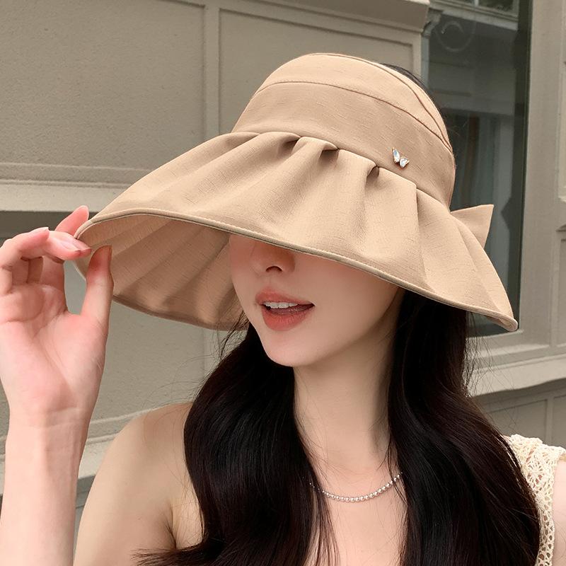 Summer Outdoor Sunshade Small Butterfly Empty Top Foldable Large Brim Sun Protection Hat Women