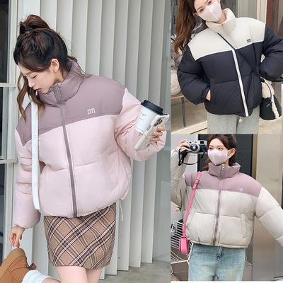 Casaco de Inverno Casual da Moda para Mulheres Acolchoado de Algodão para Mulheres Outwear de Algodão de Cor Contrastante para Mulheres Tops Y2k Jaquetas Quentes Espessas