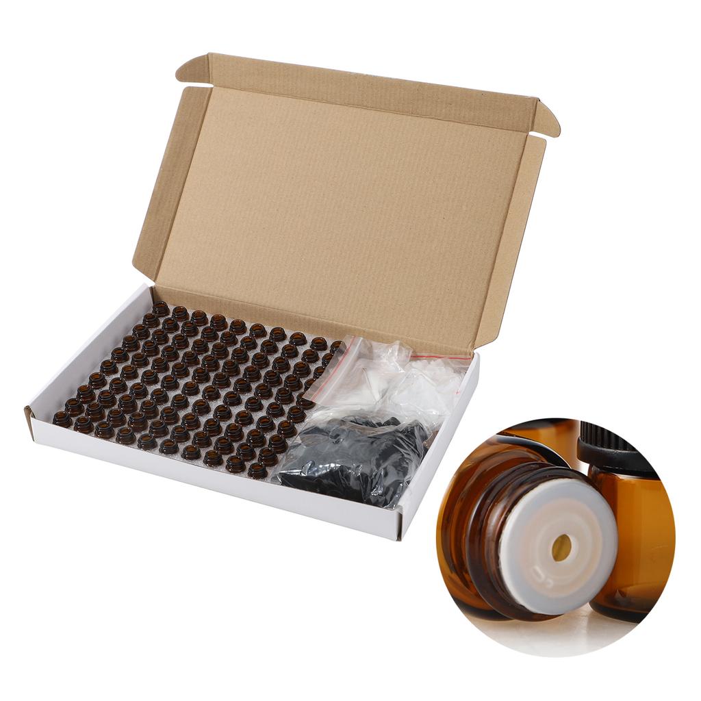 100 Stück Ätherische Ölflasche Dickes Glas Stoßfest UV-Schutz Tragbare Ätherische Ölflasche Braun