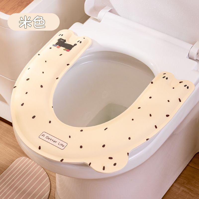 

Toilet Seat Cushion Four Seasons Universal Toilet Seat Cushion Household Toilet Seat Cover One Size бежевый