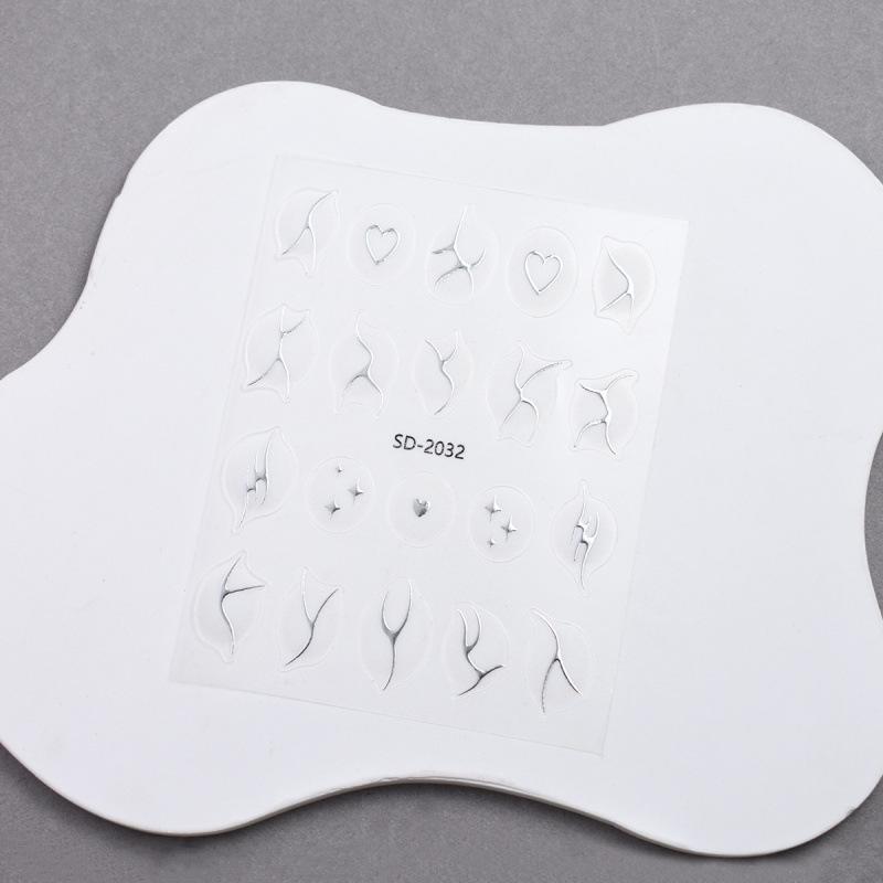 Thin & Durable Nail Stickers: Classic Silver Blush Gradient with Hearts & Stars Decals