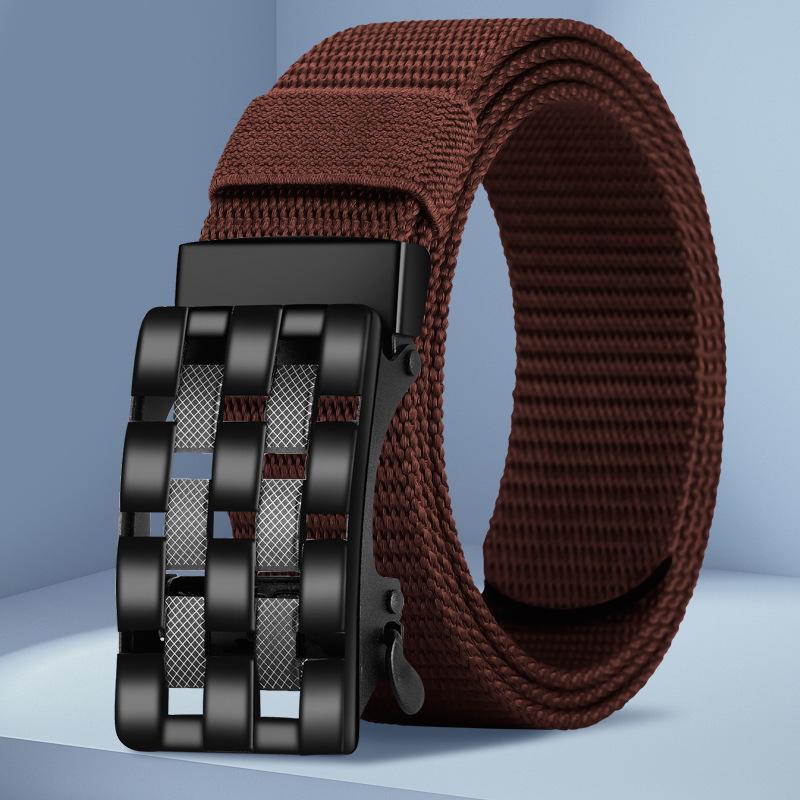 Men's Versatile Automatic Buckle Leather Belt for Jeans, Military, and Casual Wear