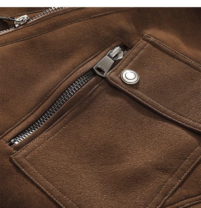 Herren Plus Size Leder- und Pelz-Reversjacke - Herbst/Winter Kollektion