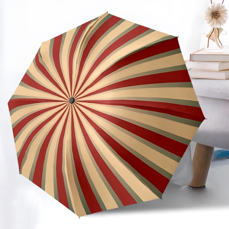 1pc Sunburst Pattern Automatic Opening and Closing Folding Umbrella with 8 Iron Ribs - Portable, Foldable for Travel yy251124134