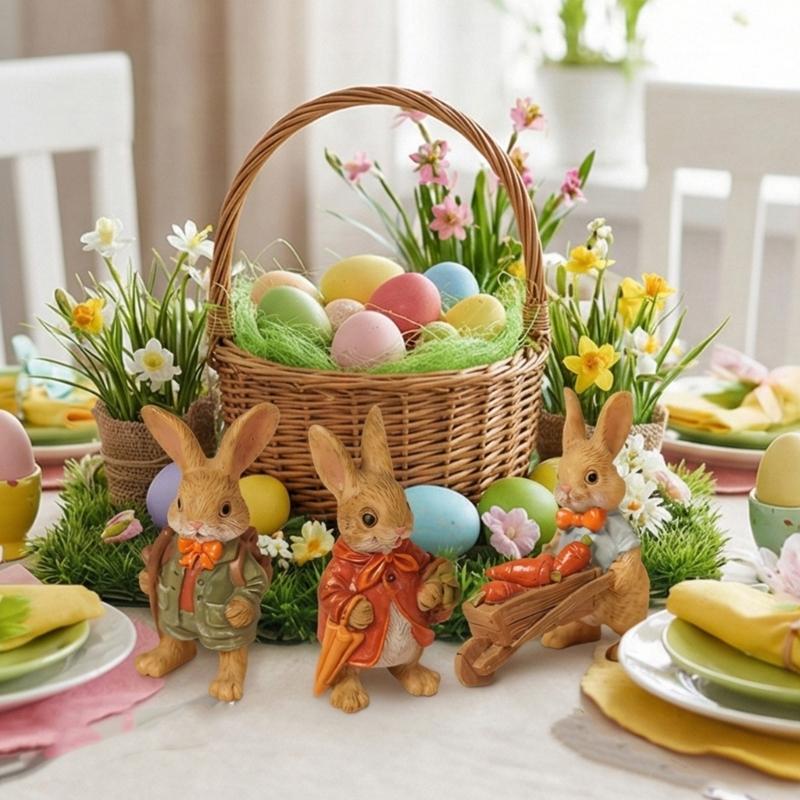 Miniature Rabbit Figurines Easters Bunnies Rabbit Miniature Fairys Garden Decors Cake Toppers Decors Landscape Ornament