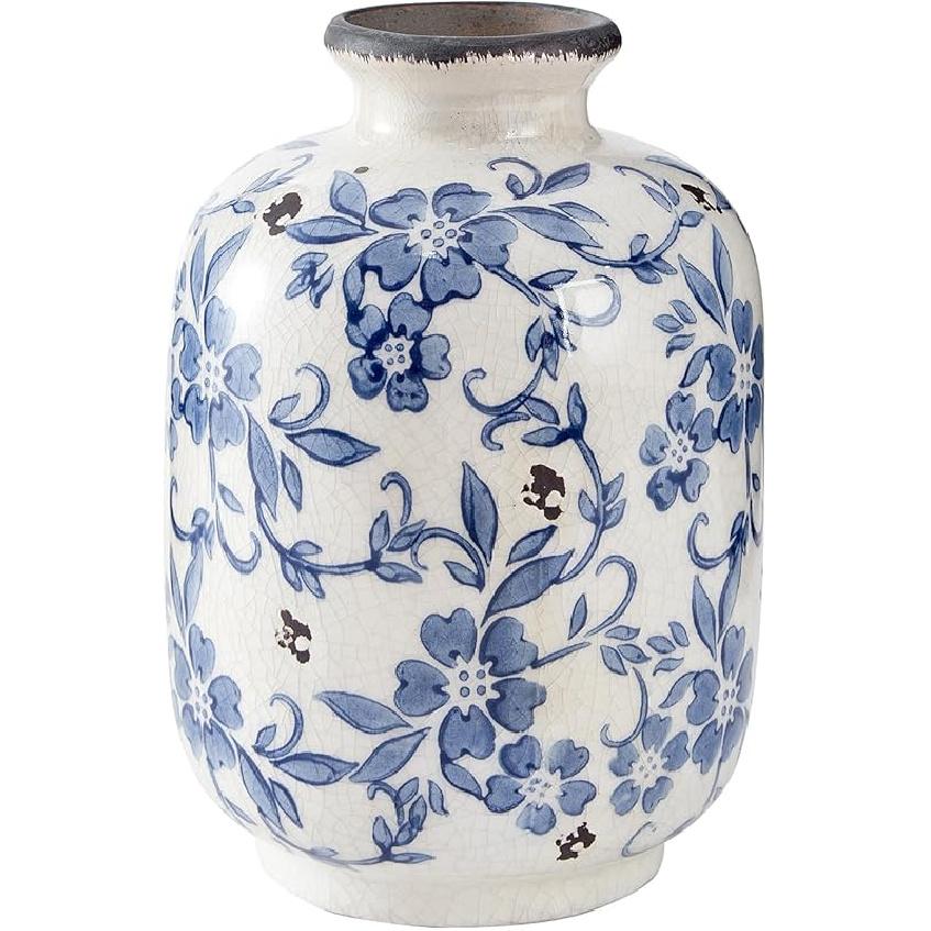 Chinese Blue and White Porcelain Vase, Ceramic Flower Vase Home Décor, Vases for Your Kitchen, Bedroom, Living Room, Bathroom, & Shelf Centerpiece