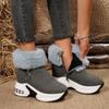 Thick-soled Height-increasing Snow Boots, High-top Side-zipper Ankle Boots with Fleece Cotton Boots, Women's Shoes