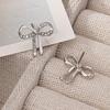 A Pair of Women's Fashionable Earrings, Simple and Elegant Zinc Alloy Earrings with Rhinestone Bowknots, Suitable for Daily Wear and Gift-Giving