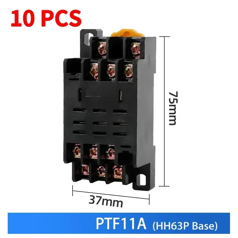 10 PCS Small Intermediate Relay AC Electromagnetic Relay with Base Switch HH52P HH53P HH54P HH62P HH63P HH64P