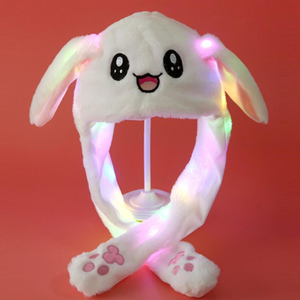 Leuchtende Lange Hasenmütze LED Elektrisch Plüsch Verstellbar Niedlich Cartoon Leuchtende Ohren Bewegliche Hasenmütze