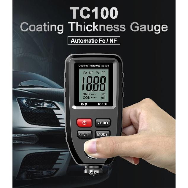 R&D TC100 Coating Thickness Gauge 0.1micron/0-1300 Car Paint Film Thickness Tester Measuring FE/NFE Russian Manual Paint Tool