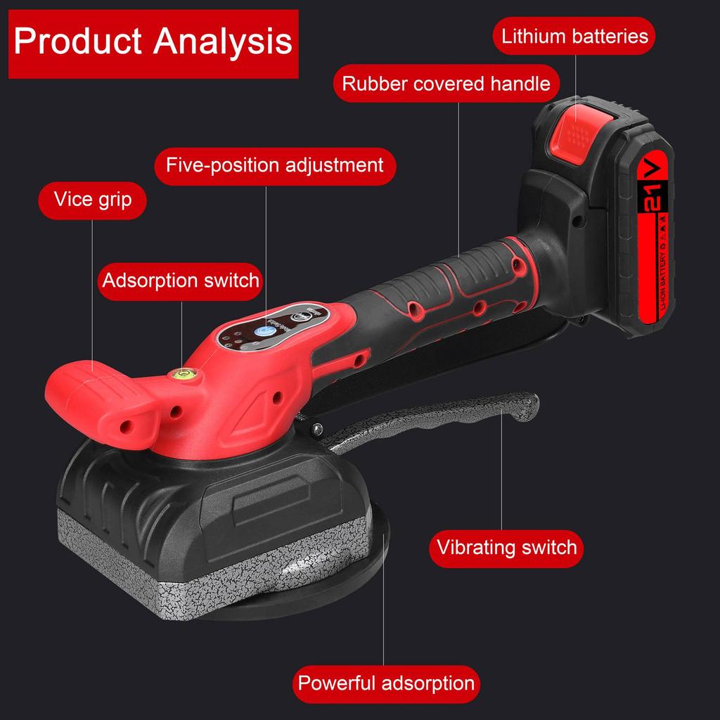 21V Tile Tiling Machine High Loading Capacity Wall Floor Tiles Laying Vibrating Tool Home Decoration Utility Tools with Enlarged