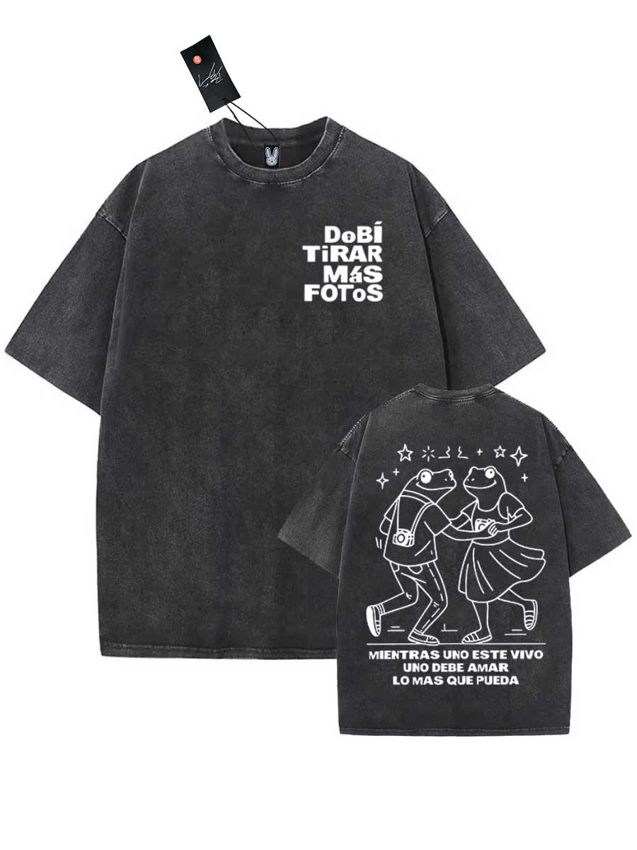 Bad Bunny Tag Dtmf Oversized T shirt Washed Debi Tirar Mas Fotos Vintage Cotton Hiphop Streetwear BB S