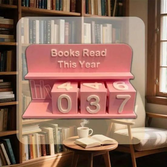 Book Read This Year Tracker Reading Book Counter Ornament Reading Target Display Number Recording Sign Shelf Desk Decoration Book Lovers Gift