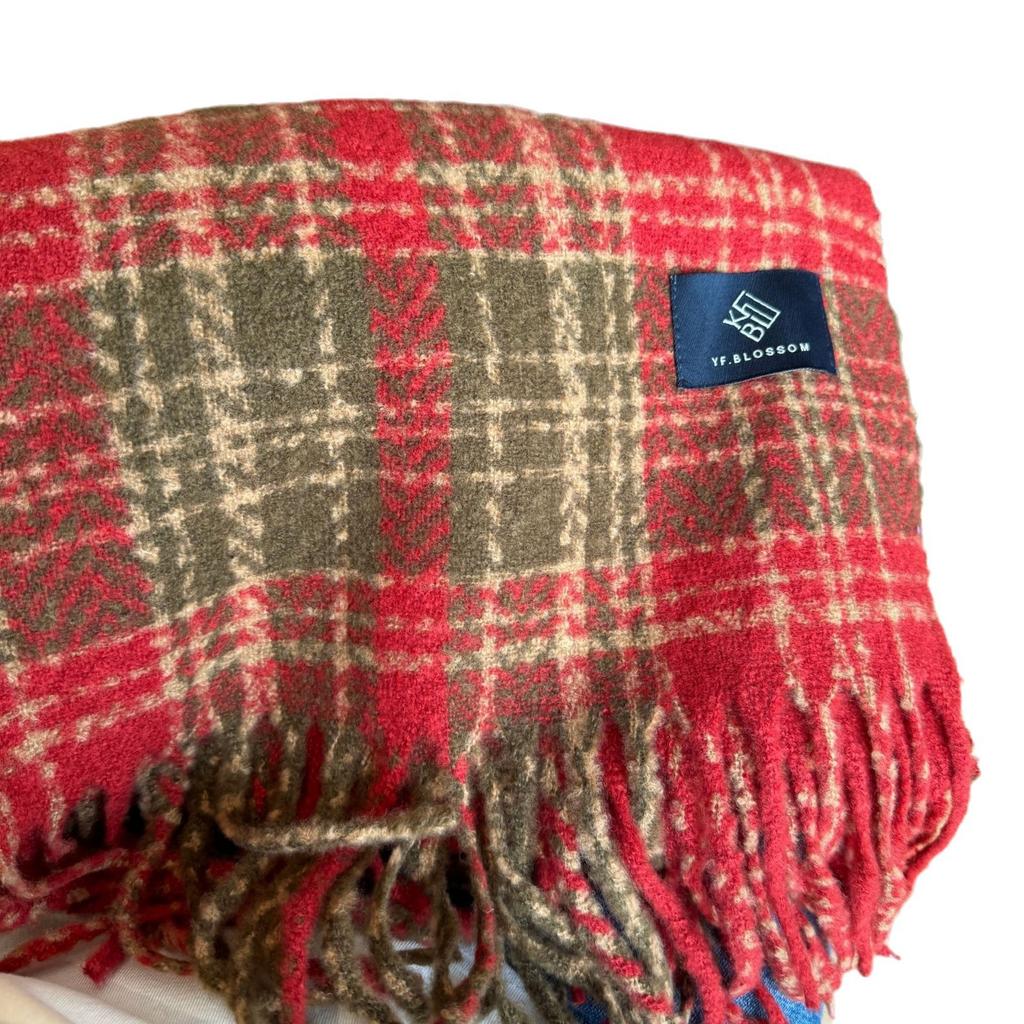 New Winter Checkered Scarf for Women Angolan Red Korean Version  Versatile Student Warm Scarf for Male Couples