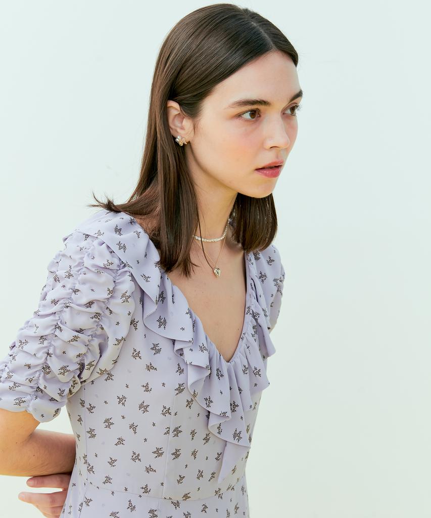 Near And Dear Floral Ruffle Chiffon Dress_Purple