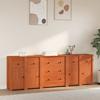 Sideboard with Drawers 5 pcs Wax Brown Solid Pine Wood