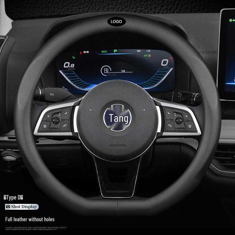 

Premium Genuine Leather Steering Wheel Cover for BYD: Tang, DMI, Yuan, Song Pro, Qin Plus, Han EV, Dolphin, F3, S7 38cm