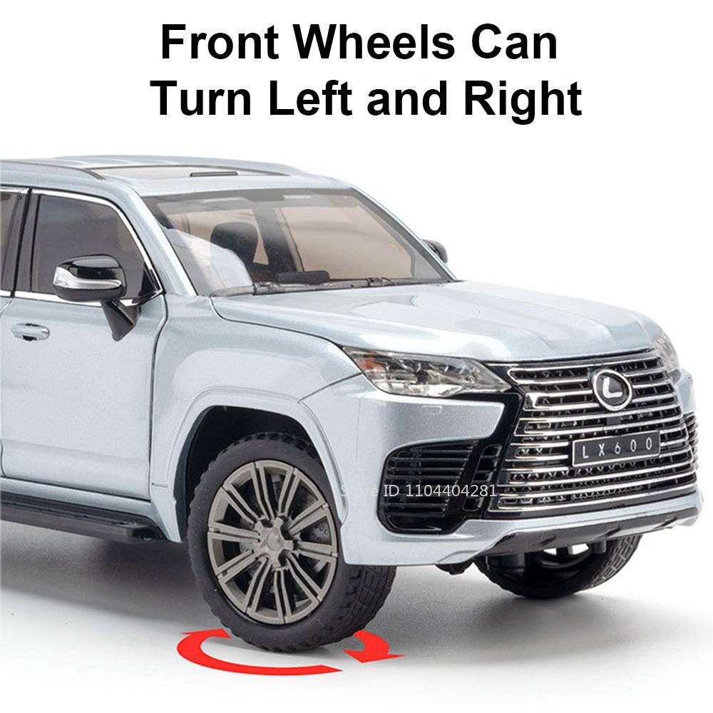 1:24 Lx600 Es300h Models Alloy Diecast Toys Cars 6 Doors Opened Sound Light Pull Back Front Wheel Steering Vehices Kid's Present