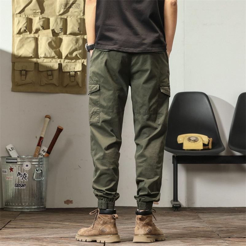 New Hong Kong Style Loose Large Size Work Pants for Men's Trendy Teenagers Tied Feet Nine-point Men's Casual Pants