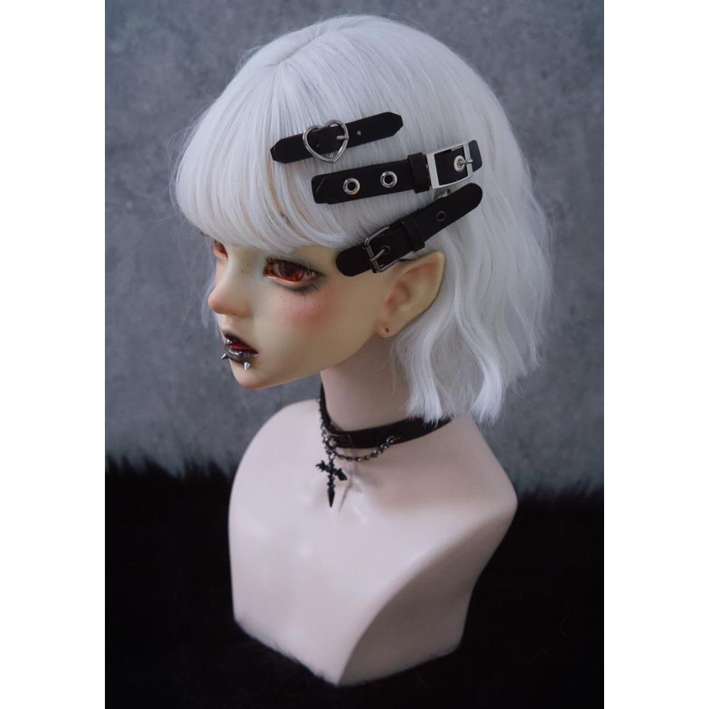 Original handmade leather buckle hairpin Punk subculture Y2K girls black duck bill hairpin