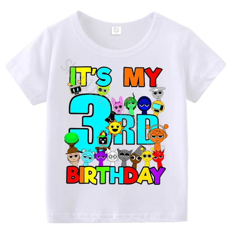 T-shirt Estive a Maniche Corte Stampa Sprunki Incredibox per Bambini Abbigliamento Bambini Ragazzi Ragazze Magliette in Cotone Top Regali per Feste di Compleanno