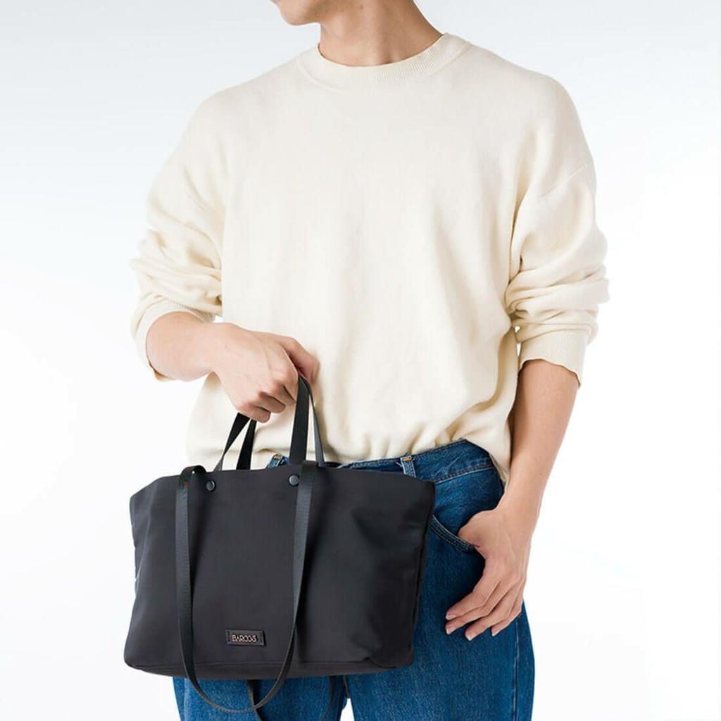 Barcos Nylon 2-Way Handbag, Shoulder Bag, Tote Bag with Center Divider, Ivory