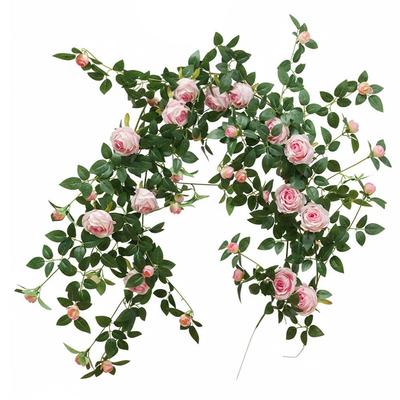 Multicolor Artificial Rose Vine Photo Props Green Leaves Fake Flower Vines DIY Accessories Rose Silulation Flower
